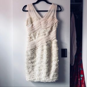 White V Neck Cocktail Dress in Silk